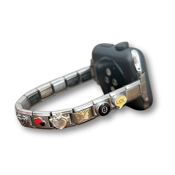 Italian Charm Bracelet Band Compatible with Smart Watch Vintage Style Silver - Picture 2 of 4